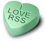 A green candy heart saying iLoveRSS