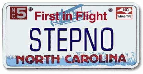 Parts of 
this image--a picture of a N.C. license plate with my name on it--link to
other pages, all of which are also linked to the pages
mentioned below.